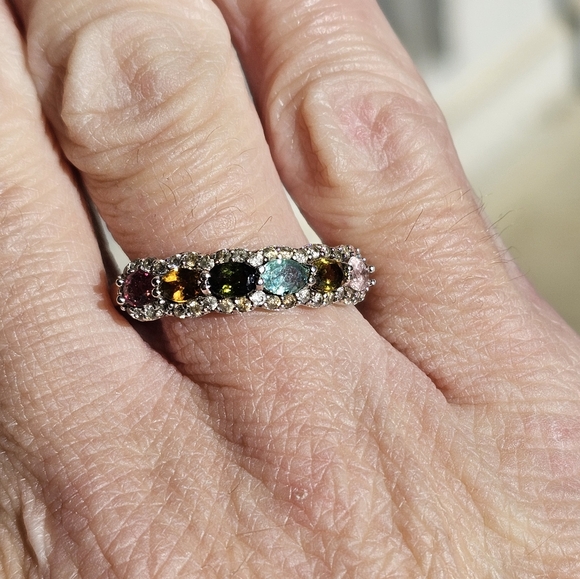 Beautiful Multicolor Tourmaline Ring in Sterling Silver Size 9 - Picture 4 of 9